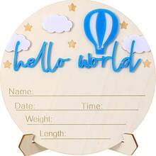 Newborn Birth Announcement Sign, Wooden Baby Name Plaque, Baby Baptism Decoration, Baby Girl Boy Photo Prop, Family Gift, Baby Baptism Easter Gift - Hot Air Balloon - View 13