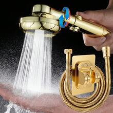 Bộ 3 vòi sen hình hoa sen có áp lực, 3 chế độ phun, xoay 360°, ống dẫn nước bằng thép không gỉ dài 59 inch, giá đỡ điều chỉnh được, món quà lý tưởng cho phòng tắm. - Vàng - Xem 1