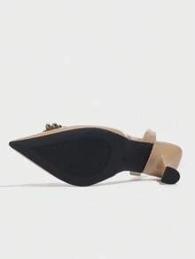 A Pair Of Women's High-Heeled Shoes, Pointed Toe Design, Sexy And Elegant, Slip-On Design For Easy On And Off, Suitable For Dates, Parties, Dances, Or Birthday Gifts. - 杏色 - 查看 6