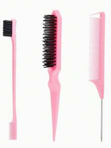 3pcs/5pcs/6pcs Curling Hair Brush Set, Wet & Dry Use Curling Brush Suitable For Natural Curly Hair, Includes Spray Bottle, Volumizing Brush, Tail Comb, Edge Brush (Suitable For Thick & Thin Hair, Can Be Used For Edging And Back-Combing), Hair Styling Tools (Pink, Purple, Black) Hair Tool Kit - Pink - View 8