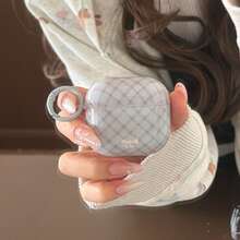 Gray-Blue Rhombus + Circle Pro 3/Pro 2/4/3/2 Case, Fashion Women Earphone Case, Minimalist Earphone Cover Compatible With Apple - Light Grey - View 7