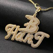 Customized Brass Cubic Zirconia Pendant With Small Letter Charm, Unisex Necklace Accessory, Comes With Braided Chain - C - View 9