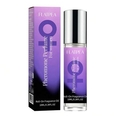 FLATPEA 男女通用费洛蒙香氛精油，柑橘绿叶热带麝香杏仁藏红花茉莉香调，10毫升/0.34液体盎司，天然清新花香木质香调，适合日常、约会、夜晚使用，是生日、情人节的完美礼物，便携旅行装，品质卓越。