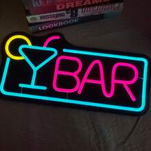 1 Biển đèn LED neon trang trí treo tường cho tiệc quán bar, có thể điều chỉnh độ sáng bằng công tắc, cấp nguồn USB, lý tưởng cho lễ hội âm nhạc, quán bar, câu lạc bộ đêm, phòng giải trí, quầy bar khách sạn, nhà hàng, món quà sinh nhật và lễ hội hoàn hảo. - ánh sáng đa sắc - Xem 2