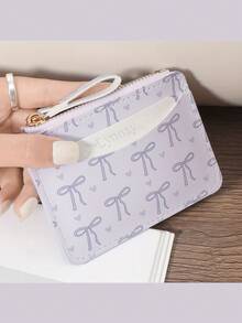 1PC Ins Style Zipper Women's Card Bag Pink Heart-Shaped Bow Card Storage Case Lightweight Daily Card Holder - Multicolor - View 10