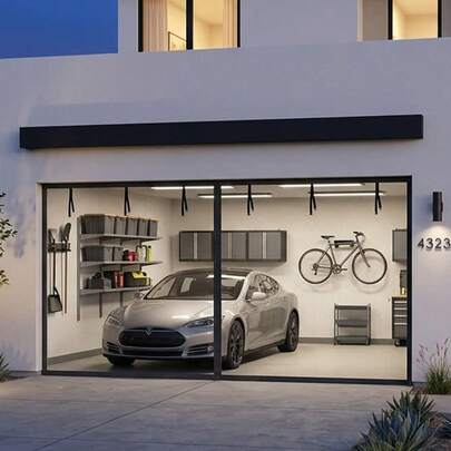 Puerta de pantalla para garaje de 16x7 pies, pantalla de fibra de vidrio magnética resistente de 5.6 libras, sin manos, con 6 rollos, adecuada para patio, exterior, gimnasio, salón de sol, porche, negro