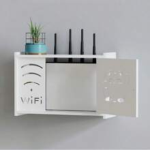 Caja de almacenamiento para router WiFi inalámbrico, caja de almacenamiento de gran capacidad y multicapa, caja para cables de router montada en la pared, organizador con soporte para teléfono, soporte de escritorio para teléfono - Multicolor - Ver 11