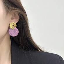 Exquisite Round Stud Earrings, Contrasting Color Luxurious Niche Design, Fashionable Smooth Fresh Versatile Earrings For Women - Star - View 3