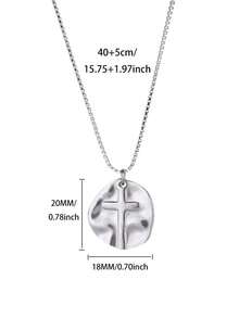 1pc Minimalist Asymmetrical Cross Pendant Necklace, 18K Gold Plated Stainless Steel Chain, Punk & Hip-Hop Style Versatile Daily Wear For Women - Multicolor - View 9