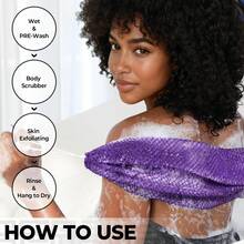African Net Sponge Authentic - Exfoliating Back Scrub Bath Sponge With Knots - Afro Scrub Body Scrubber Exfoliator Washcloth - African Body Care Daily Use Shower Essentials - Purple - View 2