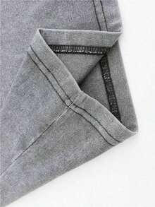 1 PcsMen's Printed Pattern Washed T-Shirt - Casual Loose Summer T-Shirt With Star And Flame Design, Adult Brown 100% Pure Cotton Round Neck Shirt, Breathable T-Shirt |     Avant-Garde Casual Wear |     100% Pure Cotton Printed T-Shirt210g 100% Cotton,The Patterns Are All Printed. Unisex.Summer Outfits For Women - Black - View 2