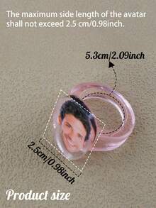 Custom Photo Acrylic Ring, Personalized Portrait Jewelry, Customized Fashion Accessory, Women's Ring, Rings For Men, Customizable Picture Gift For Anniversaries, Galentine's Day & Special Occasions, Stylish Statement Piece, Thoughtful Present, Family Gifts - Multicolor - View 10