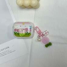 Hộp đựng tai nghe hình hoa tulip nơ thanh lịch kèm mặt dây chuyền, tương thích với Apple Pro/Thế hệ thứ 2, ốp bảo vệ tai nghe Pro 3, thiết kế tối giản dành cho nữ, hộp đựng 4 tai nghe. - Nhiều màu - Xem 12