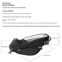 AM ROAD FOX Motorcycle Tank Bag, Waterproof, Magnetic, Multifunctional, Touch Screen Navigation Pouch, Rider Handbag, Street Bike Accessories, Polyester Material, Black - A - View 4