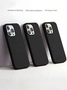 单包装奢华糖果色液态硅胶AI按键手机壳，兼容 17 Air 16 15 14 13 12 11 Pro Max Plus | 超薄防震保护 | 手机 - 黑色 - 查看 7