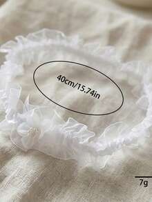 欧美白色蕾丝边腿套，新娘婚纱弹力大腿链，配珍珠花朵，性感 - 白色 - 查看 6