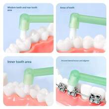4 pièces Brosses à dents à poils souples avec ventouse, nettoyage en profondeur, ciblant les zones difficiles d'accès, convenant pour le nettoyage des sillons, des dents de sagesse, des espaces et des appareils dentaires - Multicolore - Voir 2