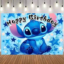 Stitch Coconut Tree Birthday Party Backdrop, Lilo And Stitch Themed Wall Decor, Photo Banner For Celebration Events, Party Decorations And Display Props - Multicolor - View 3