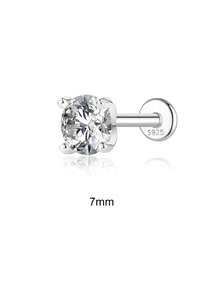 1件 925純銀莫桑石鼻釘（2-7mm）平背低過敏多尺寸穿刺飾品 鼻環耳釘 男女適用 日常配戴 - 銀色 - 查看 18