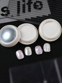 2PCS Faux Pearl Nail Powder White Pearlescent Moon Nail Glitter Effect Aurora Arcoiris Fantasy Nails Decoration Art Manicure Accessories For Marry - Multicolor - View 5