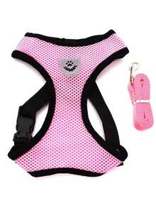 Cat Harness And Leash For Walking, Soft Adjustable Cat Vest Harness, Easy Control Breathable Reflective Stripe Jacket, Black - Pink - View 4