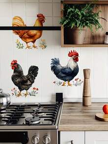 1 pieza Adhesivo de pared con estilo de granja de pollo, pato y huevo, autoadhesivo, adecuado para decorar la cocina, el refrigerador y el comedor. Estos gráficos 2D removibles miden 40 x 60 cm o 15.7 x 23.6 pulgadas. - A - Ver 5