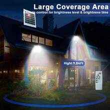 300W LED Solar Flood Lights, 144 LED Solar Outdoor Light, IP67 Waterproof Wide Angle Flood Wall Light, 3 Modes (Light Sensor+Remote+Timer), 8-12H Working Time, ABS+Tempered Glass With Remote Control For Wall Porch, Patio, Backyard, Garden, Barn​, Shed - Star - View 4