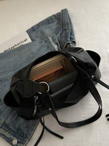 2026 New Large Capacity Shoulder Bag For Women, Casual Retro Commuter Tote Bag, Multifunctional Backpack - Black - View 4