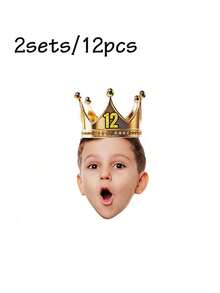 定制生日帽人脸横幅，个性化生日横幅，定制生日人脸照片横幅及年龄，可定制生日派对装饰，横幅上可定制头像，装饰品，可重复使用，适用于节日庆典、周年纪念、婚礼、男士、女士、朋友、家人、圣诞礼物用品、派对热门 - 風格A - 查看 17