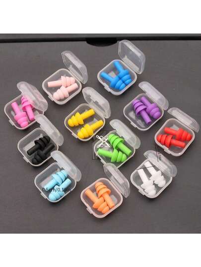 6/12쌍 랜덤 컬러 실리콘 방수 수영 귀마개, 수면, 작업, 여행, 수영, 코골이에 적합한 재사용 가능한 귀마개 - 봉투 포장