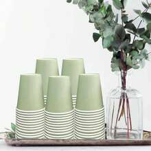 90/50/20/10个装纸杯，派对纸杯，鼠尾草绿纸杯，冷饮杯和咖啡杯，派对饮具，适合生日派对、婚礼、母亲节等场合 - 薄荷綠 - 查看 2