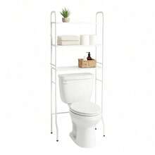 Bathroom Organizer With Metal Rack And Shelves - Sturdy Shower Cabinet, Bathroom Storage Solutions - White - View 4