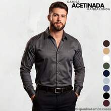 Men's Satin Shirt Premium Fabric Simple Regular Fit Button - 深灰色 - 查看 1