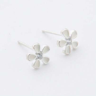 优雅花朵耳环：树脂花瓣，镶嵌闪亮宝石