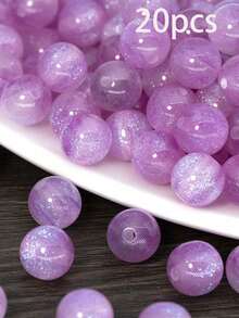 50pcs Dreamy Spring/Summer Galaxy Glitter Round Resin Beads, DIY Bracelet Jewelry Making Supplies - Multicolor - View 52