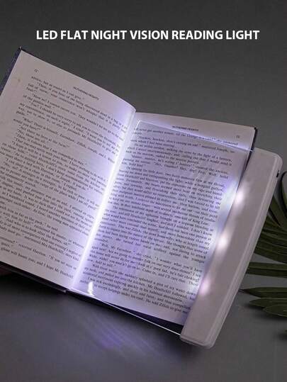 1pc LED Flat Panel Night Vision Reading Light, Eye-Caring Reading Lamp, Battery Powered (Batteries Not Included), White Light Nightlight, Clearly Illuminates Pages, Suitable For Bedtime Reading, Improves Reading Posture, Prevents Myopia, Relieves Neck Pain, Avoids Page Wrinkling, Enhances Reading Experience, Ideal Choice For Nighttime Reading, Wireless Portable, Travel Essential (Black & White)