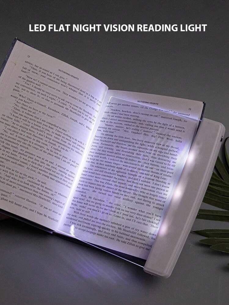 1个LED平板夜视阅读灯，护眼阅读灯，电池供电（不含电池），白光夜灯，清晰照亮书页，适合睡前阅读，改善阅读姿势，预防近视，缓解颈部疼痛，防止书页起皱，提升阅读体验，夜间阅读的理想之选，无线便携，旅行必备（黑白两色） - 彩色 - 查看 1