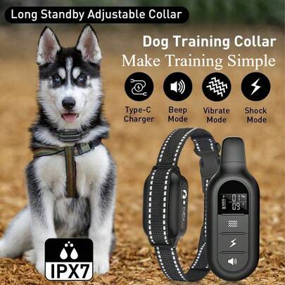 PaiPaitek Collar de entrenamiento electrónico recargable y resistente al agua de 1000m, apto para todas las razas de perros