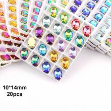 Hình bầu dục elip, 10*14mm, 20 viên/túi, màu cầu vồng, đế kẹp kim loại vàng, đá pha lê lấp lánh thủ công, hạt trang trí đính đá có lỗ, mặt phẳng, phụ kiện DIY, đá đính để trang trí quần áo, váy, túi xách, giày dép, trâm cài, bông tai, đồ thủ công DIY. - 10*14mm 20 chiếc - Xem 7
