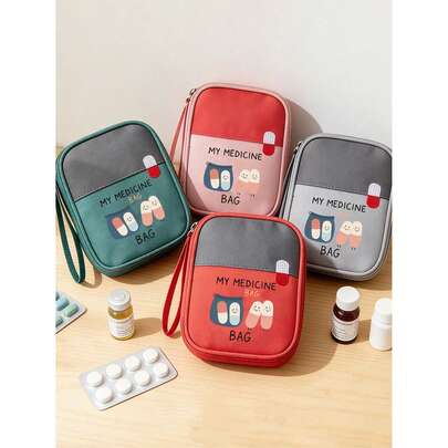 Bộ dụng cụ y tế di động in hình "My Medicane Bag" và hình viên thuốc, túi đựng thuốc cắm trại di động, bộ sơ cứu nhỏ gọn, phiên bản túi đựng đồ du lịch và gia đình di động, túi đựng thuốc nhỏ, bộ dụng cụ y tế tiện lợi, bộ dụng cụ khẩn cấp, nhiều màu sắc, đồ dùng cần thiết cho năm học mới, sử dụng hàng ngày/ngoài trời/du lịch, cần thiết cho người quan tâm đến sức khỏe và người thường xuyên di chuyển, phụ kiện y tế không thể thiếu, dụng cụ sắp xếp chăm sóc sức khỏe hàng ngày.