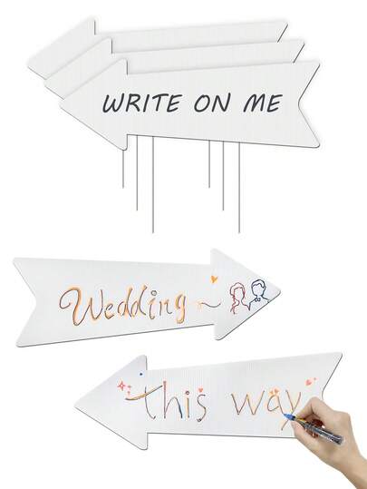 4pcs Blank Arrow Sign With Stake, Weatherproof Blank Arrowhead Signs, Unfinished Blank Wedding Direction Garden Sign Suitable, Wedding Direction Arrow Sign, For Wedding Direction Signs, Outdoor Parties, Birthday Party Sign Arrows, Parking Lot Signs, DIY Art Direction Signs, Lawn Wedding Ceremony Supplies