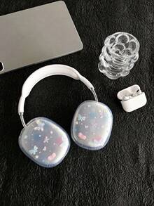 1 pieza Funda protectora con diseño de flor de lirio compatible con los auriculares Apple Max - Multicolor - Ver 8