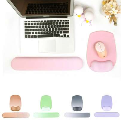 Bộ kê cổ tay bàn phím và tấm lót chuột, chất liệu silicon mềm mại, hỗ trợ công thái học, giảm đau cho văn phòng, chơi game, phụ kiện bàn làm việc laptop.
