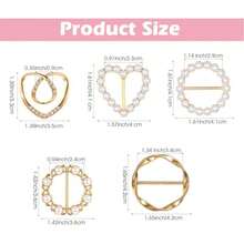 5个金色丝巾夹，T恤领带夹，丝巾扣，衬衫腰带扣，时尚金属服装扣环，适合女士服装配饰，女士礼物，5种款式，沙滩，假日 - 金色 - 查看 8