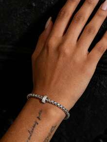 Luxury Fully Paved Clasp Thick Chain Grape Chain Bracelet For Women, Gold Titanium Steel Jewelry, Unique Chunky Design, Versatile For Commute And Daily Wear, Cross-Border Popular Fashion Jewelry, Gift For Girlfriend And Best Friend - Bracelet - View 5
