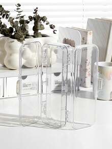 1pc Acrylic Transparent Multifunctional Desktop Organizer Box, Photo/Postcard Display Stand, Pen Holder, Compartment Stationery Storage, Minimalist Design For Office, Bedroom, Makeup - Single Piece - View 15