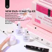 Beetles Gel Nail Kit Short Almond Gift Spree Easy DIY Extension Set Gift For Women - Coffin Long 576pcs (Etch-x Nail Kit) - View 7
