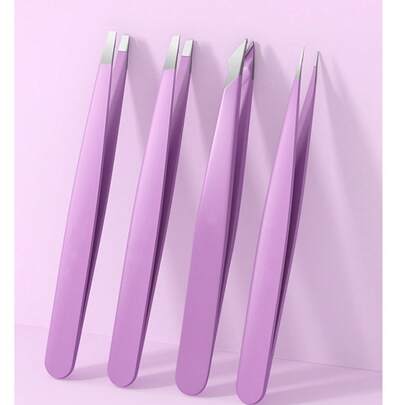 Bộ 4 nhíp tỉa lông mày độ chính xác cao, kẹp tỉa lông mày bằng thép không gỉ, bộ dụng cụ chăm sóc lông mày.