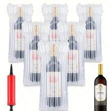 6/10个装葡萄酒瓶袋，充气气柱包装气泡袋，带气泵，气泡膜包装，葡萄酒运输之选，旅行葡萄酒袋 - 彩色 - 查看 2