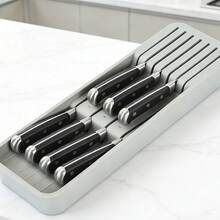 1件装多功能厨房收纳架，沥水刀架，储物架，分隔架，塑料刀架 - 彩色 - 查看 5